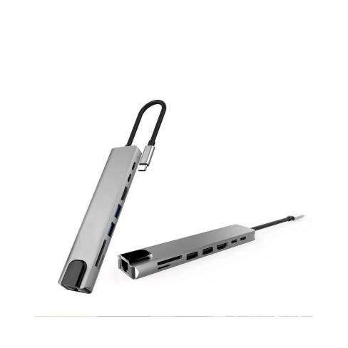 Концентратор XoKo Type-C to RJ45+HDMI+2xUSB 3.0+ TF,SD reader+ PD Type-C+ Type (XK-AC550-SL)