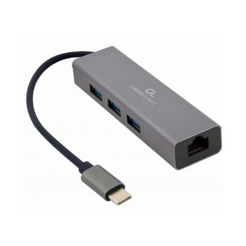 Концентратор Cablexpert Type-С to Gigabit Ethernet, 3 Ports USB 3.1 Gen1 (5 Gbps) (A-CMU3-LAN-01)