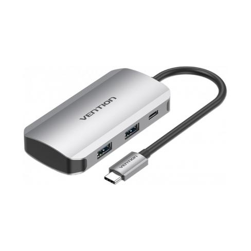 Концентратор Vention USB3.1 Type-C --> USB 3.0x4/PD 100W Hub 5-in-1