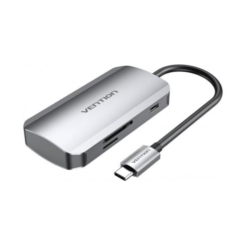 Концентратор Vention USB3.1 Type-C --> USB 3.0x3/SD/TF/PD 100W Hub 6-in-1