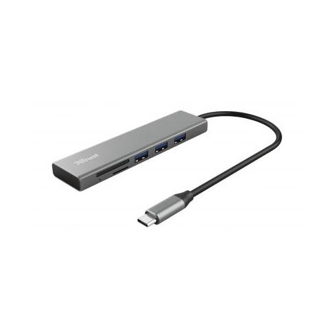 Концентратор Trust HALYX FAST 3USB+CARD READER USB-C ALUMINIUM (24191_TRUST)