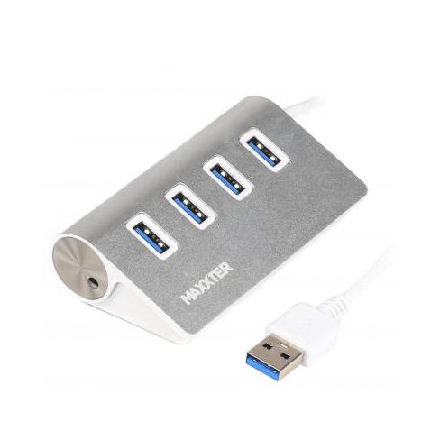 Концентратор Maxxter USB 3.0 Type-A 4 ports silver (HU3A-4P-01)