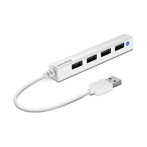 Концентратор Speedlink SNAPPY SLIM USB Hub, 4-Port, USB 2.0, Passive, White (SL-140000-WE)
