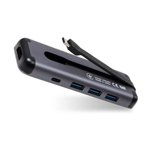 Концентратор Vinga USB-C 3.1 to HDMI+3xUSB3.0+PD100W+USB-C foldable cable