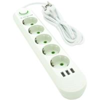 Мережевий фільтр живлення Voltronic F05U, 5роз EU, 3*USB White (F05U-White)