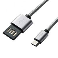 Дата кабель USB 2.0 AM to Micro 5P 1.0m Grey/Black Grand-X (FM02)