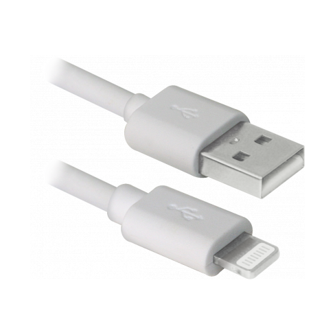 Дата кабель USB 2.0 AM to Lightning 1.0m ACH01-03BH white Defender