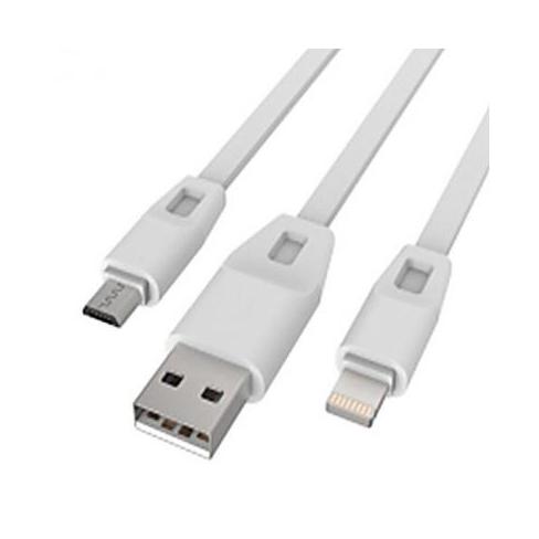 Дата кабель USB 2.0 - Micro USB/Lightning 2А (DR-1622) (White) 1,0м Drobak