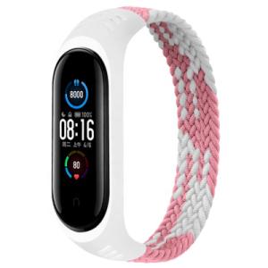 Ремінець до фітнес браслета BeCover Elastic Nylon Style для Xiaomi Mi Smart Band 5/6 (Size L) Pink-White (706164)