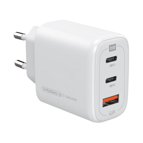 Зарядний пристрій Intaleo 65W GAN 2USB-C PD+USB-A QC 3.0 white