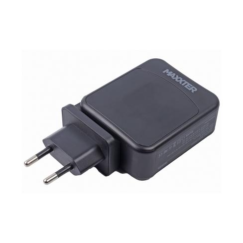 Зарядний пристрій Maxxter 1USB-A + 2USB-C (PD 65W+PD 18W + QC 3.0) (WC-PD65W-01)