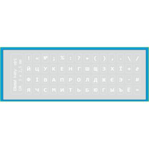 Наклейка на клавіатуру BestKey мініатюрна прозора, 56, білий (BKm3WhTr)