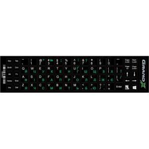 Наклейка на клавиатуру Grand-X 68 keys UA green, Latin white (GXDGUA)