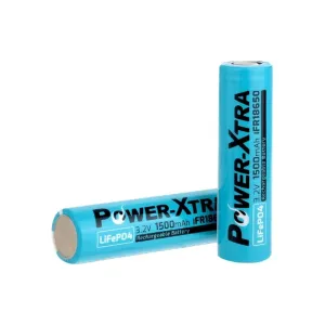 Аккумулятор 18650 1500mAh LiFePO4 IFR18650, 3.2V, FlatTop, blue Power-Xtra (PX-IFR18650 / 29743)