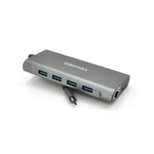 Концентратор VEGGIEG USB-C 7-in-1 USB-C + 3xUSB 3.0 + HDMI + 3.5mm + SD/TF + RJ45 0.1m silver (TC11-S)