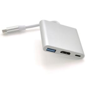 Концентратор Voltronic USB-C 3-in-1 USB 3.0 + USB-C + HDMI 0.1m 4K/2K silver (YT-C-T-C(M)/HDMI(F)/USB3)