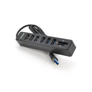 Концентратор VEGGIEG USB 2.0 8-in-1 to 6xUSB 2.0 + SD/TF black/blue (V-C306/19897)