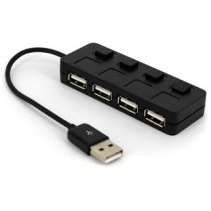 Концентратор Voltronic USB 2.0 to 4xUSB with LED buttons black (YT-H4L-B)