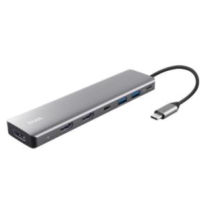 Концентратор Trust USB-C 7-in1 2xUSB-А 3.2/2xUSB-С/2xHDMI/DP aluminiu 0.16m grey (25661_TRUST)