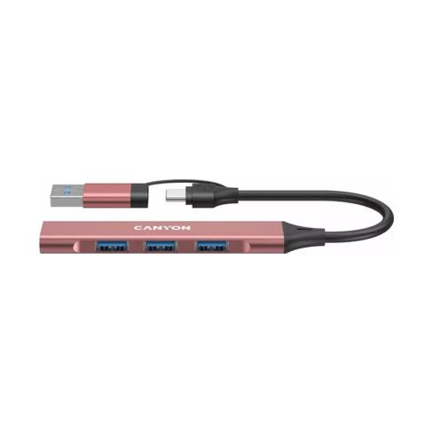 Концентратор Canyon hub DS-02 4in1 USB-A/C Pink (CNS-TDS02P)