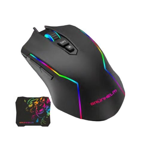 Мышка Grunhelm MS-656WD RGB USB Black + mouse pad