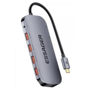 Концентратор Essager USB-C 11-in-1 USB 3.2 + USB 2.0 + HDMI + VGA + USB-C + RJ45 + SD/TF + audio (EHB11-FQ0G-Z)