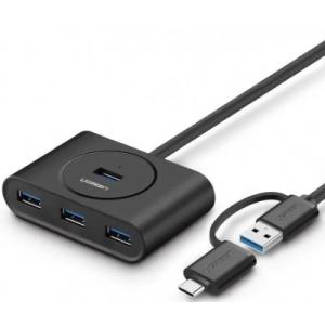 Концентратор Ugreen USB 3.0 to 4xUSB + USB-C plug 1.0m CR113 black (40850)