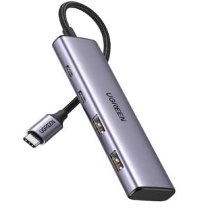 Концентратор Ugreen USB-C to 2xUSB 3.0 + 2xUSB-C CM473 gray (15395)