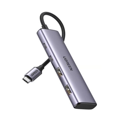 Концентратор Ugreen USB-C to 2xUSB 3.0 + 2xUSB-C CM473 gray