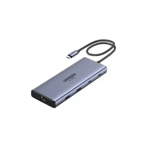 Порт-репликатор Ugreen Dock CM639 USB3.2 Type-C --> HDMIx2, 60Hz/2xUSB-A/2xUSB-C 3.2/ RJ45/SD/TF/PD 100W (45380)