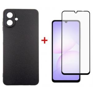 Чохол до мобільного телефона Dengos Carbon Kit for Samsung Galaxy A07 case + glass Black (DG-KM-162)