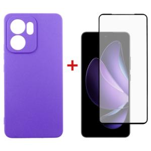 Чехол для мобильного телефона Dengos Oppo Reno13 F Case Carbon + Glass (Purple) (DG-KM-151)