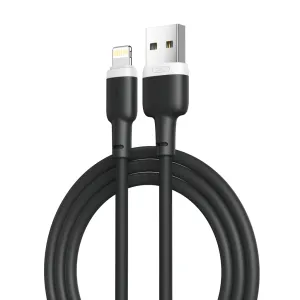 Дата кабель USB 2.0 AM to Lightning 1.0m 2.1A silicone black XO (NB208-L-1-BK)