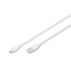 Дата кабель USB 2.0 AM to USB-C 2.0m 60W white Digitus (AK-300340-020-W)
