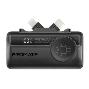 Батарея универсальная Promate 5000mAh PD/20W, Apple Watch charging (powerup-trio.black)