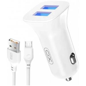 Зарядний пристрій XO 2xUSB 2.4A + cable USB to Micro 5P white (TZ10-M-WH)
