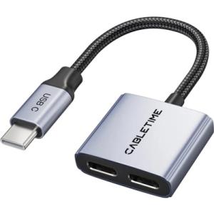 Перехідник USB-C M to USB-C F Audio + USB-C F PD60W Cabletime (CA915781)