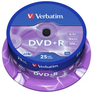 Диск DVD Verbatim 4.7Gb 16X CakeBox 25шт Silver (43500)