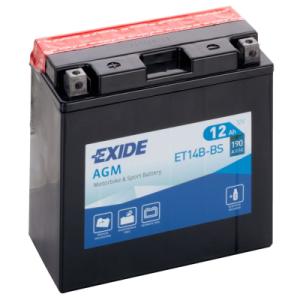 Аккумулятор автомобильный EXIDE Акумулятор Мото EXIDE AGM 12Ah (+/-) (190EN) (д150*ш70*в145) ET14B-BS (ET14B-BS)