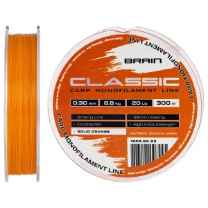 Леска Brain Classic Carp Line (solid orange) 300m 0.30mm 20lb 8.8kg (1858.80.99)