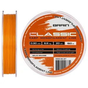 Леска Brain Classic Carp Line (solid orange) 150m 0.30mm 20lb 8.8kg (1858.80.87)