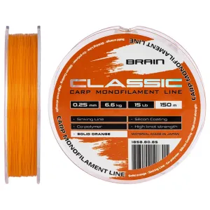 Леска Brain Classic Carp Line (solid orange) 150m 0.25mm 15lb 6.6kg (1858.80.85)