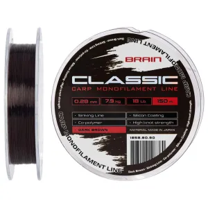 Леска Brain Classic Carp Line (dark brown) 150m 0.28mm 18lb 7.9kg (1858.80.90)