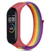 Ремінець до фітнес браслета BeCover Nylon Style для Xiaomi Mi Smart Band 7 Red-Rainbow (707669)