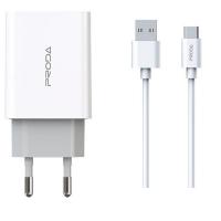 Зарядное устройство Proda PD-A28a 2хUSB 2.4A + USB Type-C 1.0m (PD-A28c-WH)