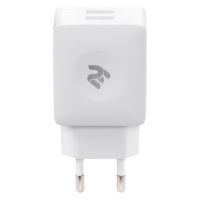 Зарядний пристрій 2E Wall Charger Dual USB-A 2.4A + cable USB-C White (2E-WC1USB2.1A-CC)