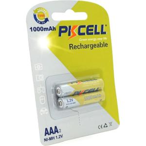 Аккумулятор AAA R03 1000mAh 1.2V NiMH Rechargeable Battery, 2шт/бл PkCell (PC/AAA1000-2BR)