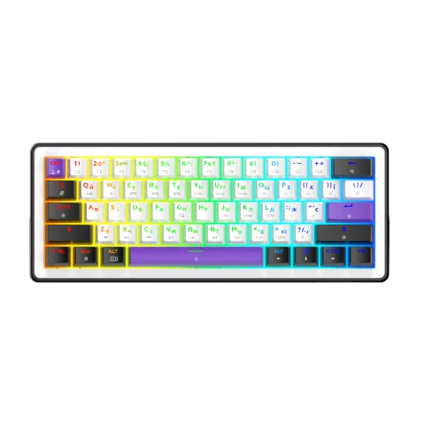 Клавиатура Hator Hellyberry HK60 Mechanical Linear RGB Wireless/Bluetooth/USB UA White/Violet (HK60_wireless)