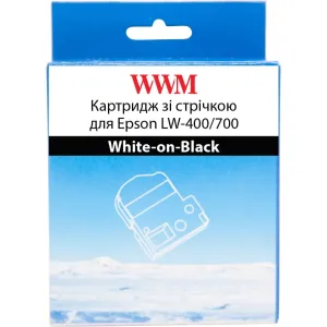 Стрічка для принтера етикеток WWM для Epson LW-400/700 6mm х 8m White-on-Black (WWM-SD6K)