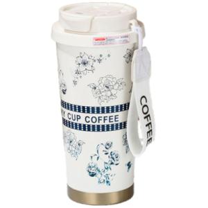 Термокружка Merlion TermCoffee 500 мл з трубочкою, біла з сірим (TermCoffee-500WG)